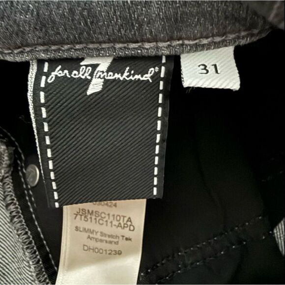 7 For All Mankind Gray Slim Straight Jeans STRETCH TEK SLIMMY IN AMPERSAND 31 - Picture 7 of 15